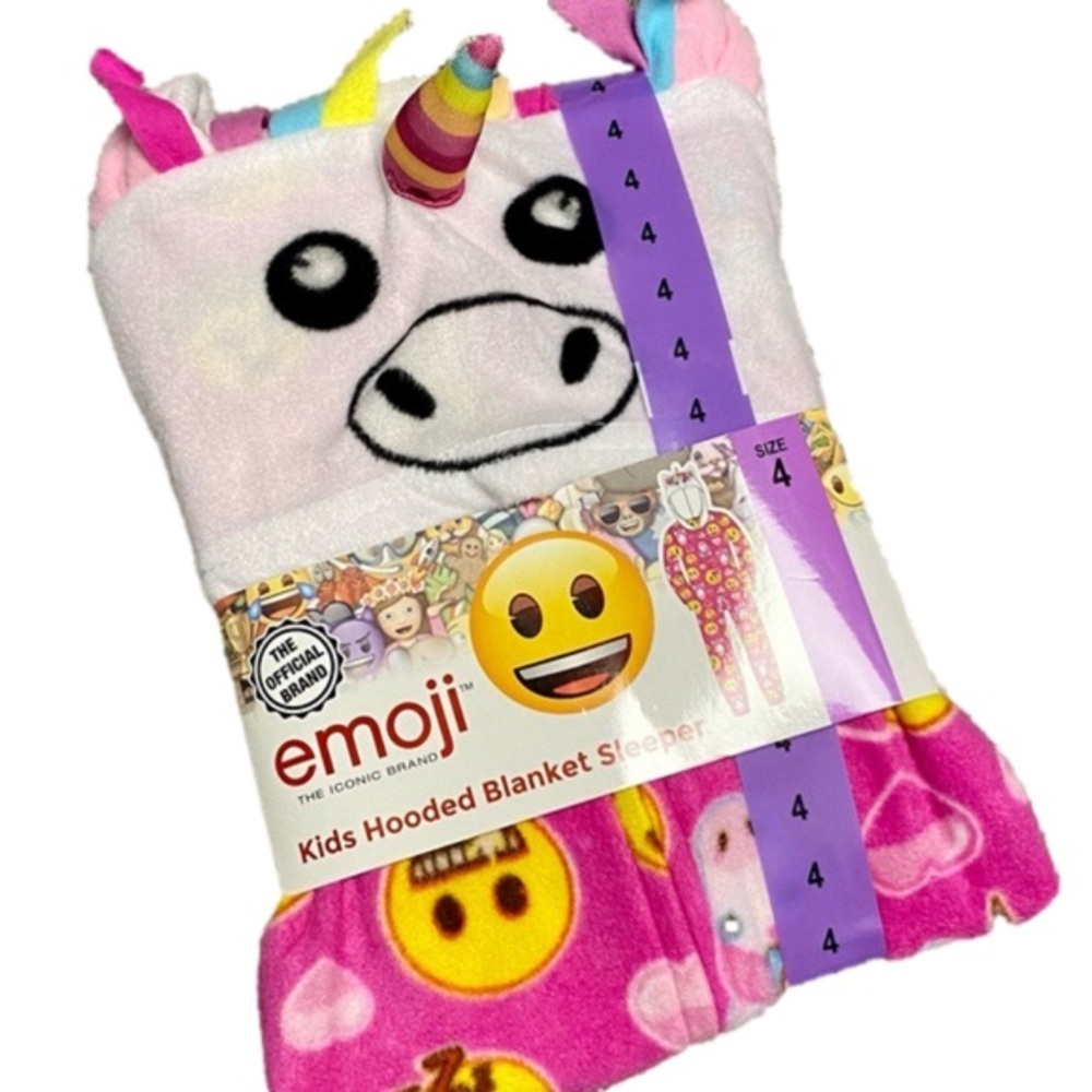 Emoji Girls Pajamas Hooded Blanket Sleeper Pink Size 4 NWT